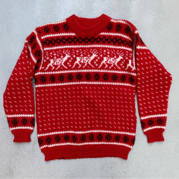 Dale of Norway Christmas Reindeer Black white red Sweater size small 40 - Picture 2 of 13